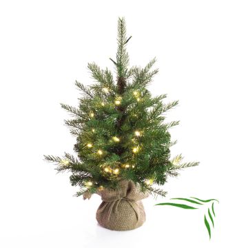 Umělý vánoční stromek WELLINGTON, jutový pytel, LED diody, 60cm, Ø50cm