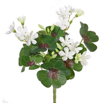 Umělá rostlina jetel KARTIKA s květy, na zápichu, bílá, 20cm