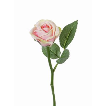 Textilní květina růže GABI, růžovo-zelená, 25cm, Ø5cm