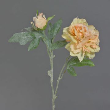 Umělá pivoňka MALINE, zasněžená, lososová, 60cm, Ø12cm