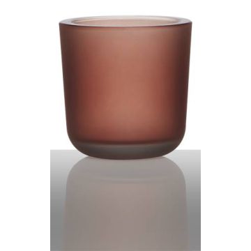 Skleněný svícen na čajovou svíčku NICK, vínově matný, 7,5cm, Ø7,5cm