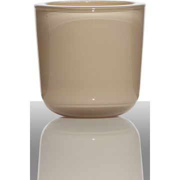 Skleněný svícen na čajovou svíčku NICK, béžový, 7,5cm, Ø7,5cm