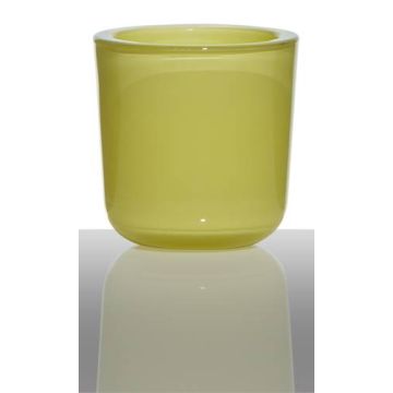 Sklenice na čajovou svíčku NICK, žlutozelený, 7,5cm, Ø7,5cm