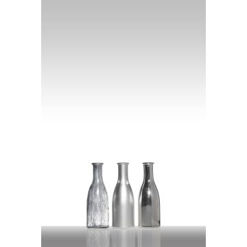 Skleněné lahve ANYA, 3 kusy, stříbro, 18,5 cm, Ø 6,5 cm