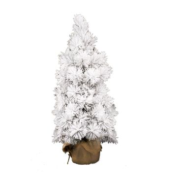 Umělý vánoční stromek AUSTIN, jutový pytel, zasněžený, bílá, 75cm, Ø30cm