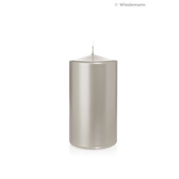 Vánoční svíčka ROSELLA, stříbrná, 13cm, Ø7cm, 52h - Made in Germany