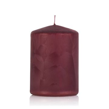 Sloupková svíčka ANASTASIA, ledový efekt, bordó, 10cm, Ø7cm, 42h - vyrobeno v Německu