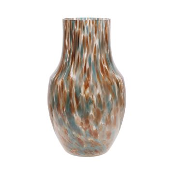 Skleněná váza RUSSELL s leopardím vzorem, zlatohnědá-modrá-čirá, 26cm, Ø18cm