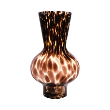 Skleněná kulovitá váza RUSSELL, leopardí vzor, hnědočirá, 30cm, Ø18cm