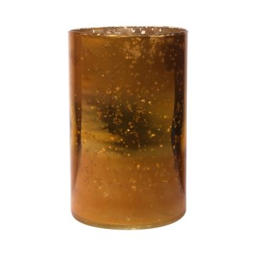 Skleněná stolní váza RIGOBERTO, střed zlatý, oranžovo-hnědo-čirý, 20cm, Ø12,5cm