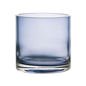 Sklenice na svíčku SANSA EARTH, modro-čirá, 11cm, Ø11,5cm