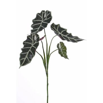Plastová alocasia sanderiana MATHEA na zápichu, zeleno-bílá, 75cm