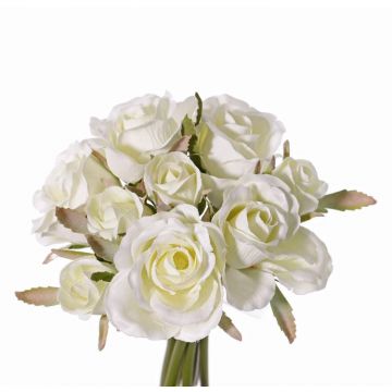 Umělá kytice růží ROSILA, bílá, 20cm, Ø15cm