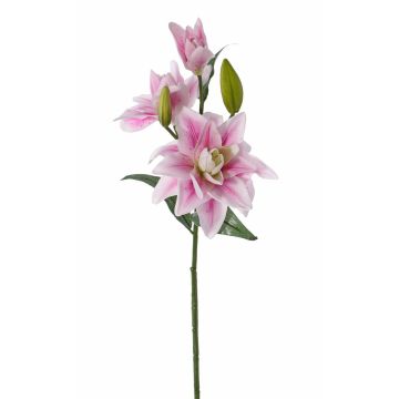 Textilní květinová lilie ISALIE, růžovo-bílá, 80cm, Ø15cm