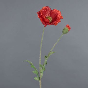 Textilní mák LIENTJE, červeno-oranžový, 65cm, Ø12cm