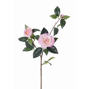 Textilní větev kamélie RIXA s květy, růžová, 85cm, Ø5-10cm