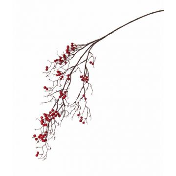 Větev z umělých sněhových bobulí GESA s plody, červená, 100cm