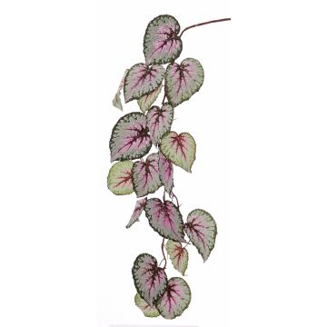 Umělá větev listové begonie KATRICE, fialovo-zelená, 110 cm