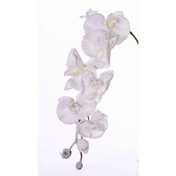 Textilní větev orchideje phalaenopsis MYRIA, sněhová, bílá, 75cm