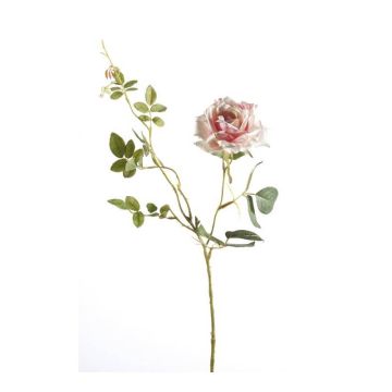 Textilní květinová růžová ratolest BEATA, růžovo-bílá, 75cm