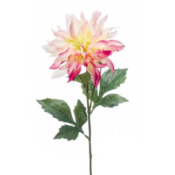 Umělá květina Dahlia CINTHIA, růžovo-bílá, 60cm, Ø16cm