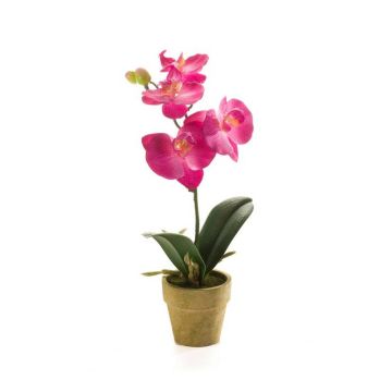Umělá orchidej phalaenopsis SETH v dekorativním květináči, růžová, 25cm
