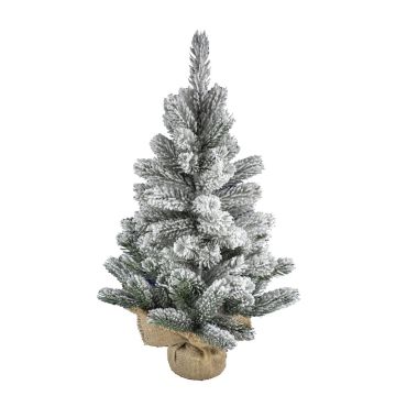 Umělecký vánoční stromek INNSBRUCK, jutový pytel, zasněžený, 75cm, Ø40cm