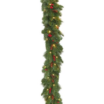 Umělá vánoční girlanda BUKAREST, zdobená, LED diody, 275cm, Ø30cm