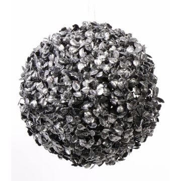 Umělá koule na stromek FRITZ, třpytky, černo-stříbrná, Ø22cm