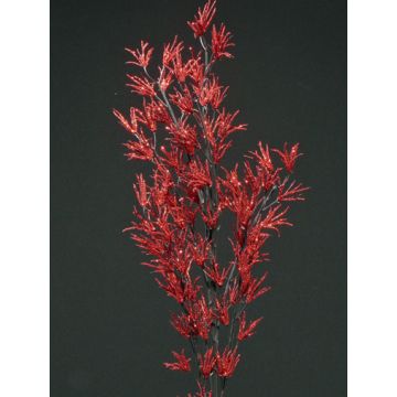 Umělá modřínová větvička FLEKY, třpytka, červená, 75cm