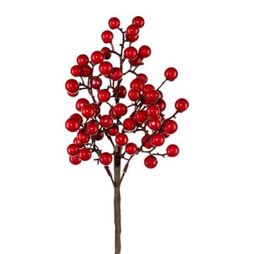 Dekorativní větvička sněženky VROSTI, bobule, červená, 35cm