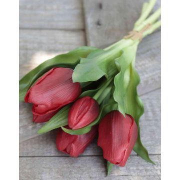 Umělá kytice tulipánu LEANA, červená, 30cm, Ø20cm