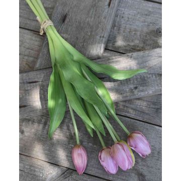 Umělá kytice tulipánů LONA, růžovo-růžová, 35cm, Ø15cm