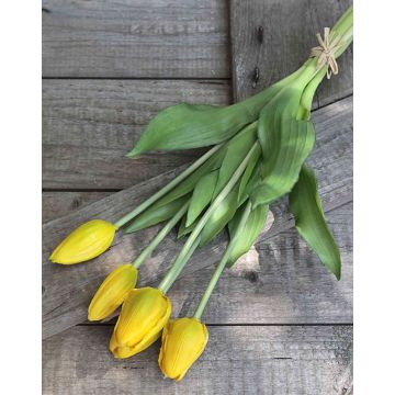 Umělá kytice tulipánů LONA, žlutozelená, 35cm, Ø15cm
