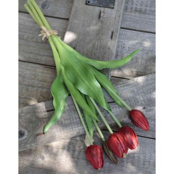 Umělá kytice tulipánů LONA, červená, 35cm, Ø15cm
