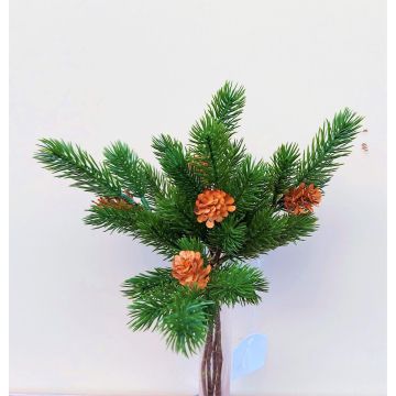 Umělé jedlové větve BERNAHE ve svazku, se šiškami, zelené, 35cm