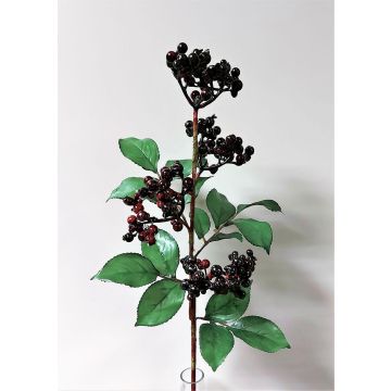 Umělá větev z černého bezu CHATANGA s plody, vínová-černá, 60cm