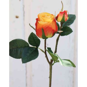 Umělá růže RENESMEE, žlutočervená, 45cm, Ø6cm