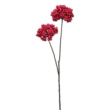 Dekorativní větev černého bezu KULVEN, bobule, červená, 70cm