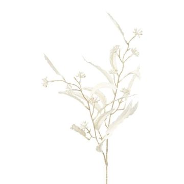 Dekorativní větev eukalyptu ZILFOR s květy, bílá, 80cm