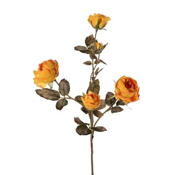 Umělá větev růže SITARA, oranžovo-žlutá, 75cm, Ø5-8cm