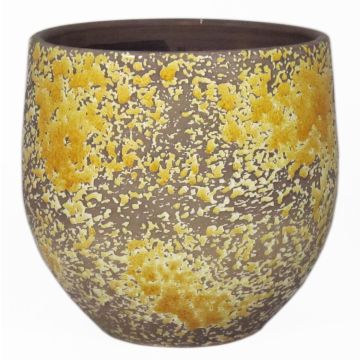 Keramický květináč TSCHIL, rustikální, barevný přechod, okrově žlutohnědá, 24cm, Ø24cm