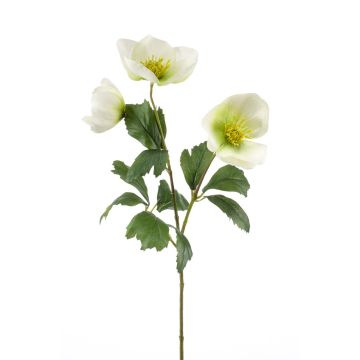 Umělá vánoční růže MERUEL, bílo-zelená, 45cm