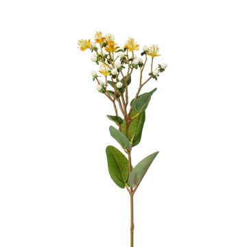 Umělá třezalka CANNO s květy, plody, žlutobílá, 65cm