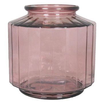 Květinová skleněná váza LOANA, čirá-růžová, 23cm, Ø23cm, 4L