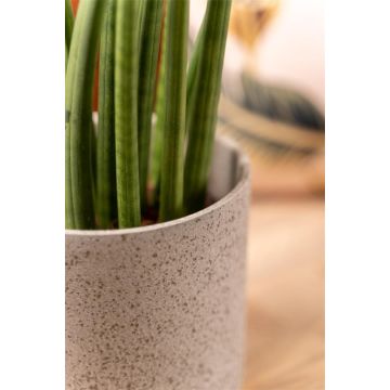 Květináč ARAYA, keramika, kropenatý, béžový, 15cm, Ø15cm