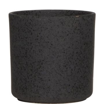 Květináč ARAYA, keramika, kropenatý, černý, 13cm, Ø13cm