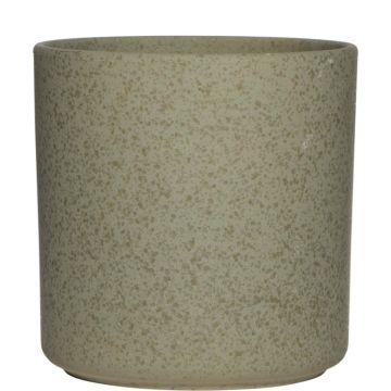 Květináč ARAYA, keramika, kropenatý, zelený, 17cm, Ø17cm