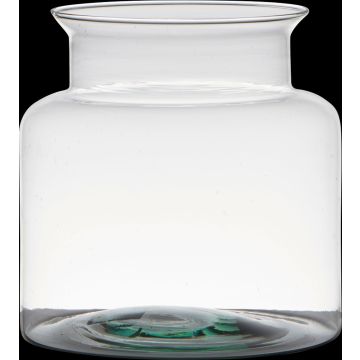 Skleněný svícen KARIN EARTH, recyklované sklo, čirá, 19cm, Ø19cm