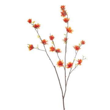 Dekorativní větvička čarověníku ZAVNER s květy, oranžová, 110cm